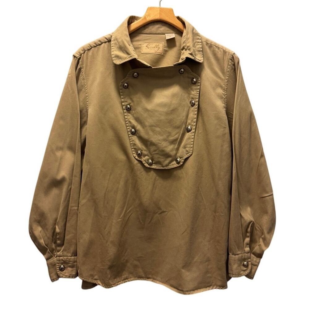 Scully Vintage Men's Western Bib Shirts Tan Cotton Old West Cowboy Rodeo Size XL